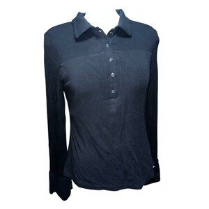 OGL Soft Ribbed Long Sleeve Collared Half Button Cuff Sleeve Blouse Sz XL Womens